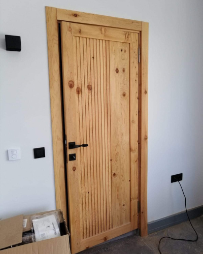 Buğday-Doğal Ahşap  Sauna Hamam Kapısı (Dikey Çizgili)